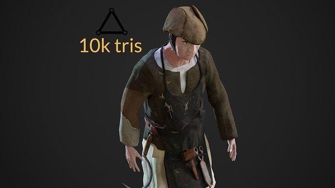 elder farmer Low-poly 3D model