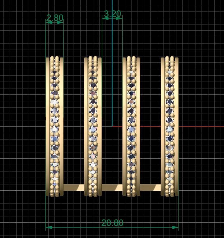 Hoops Ring 4 Hoops 02 3D print model_7