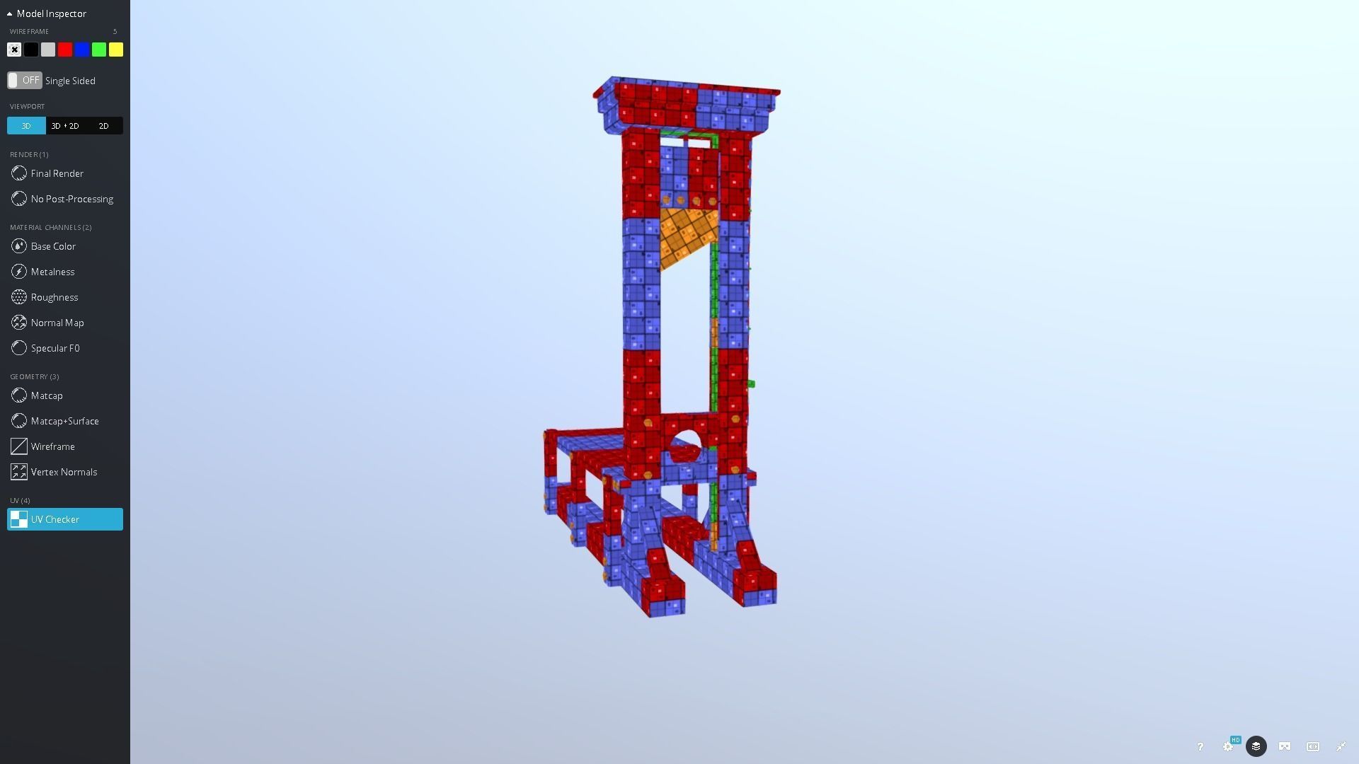 Guillotine wooden structure with metal pole in middle Low-poly 3D model_10