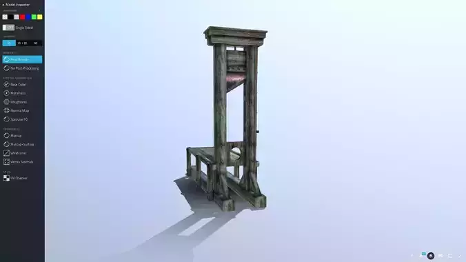 Guillotine wooden structure with metal pole in middle Low-poly 3D model