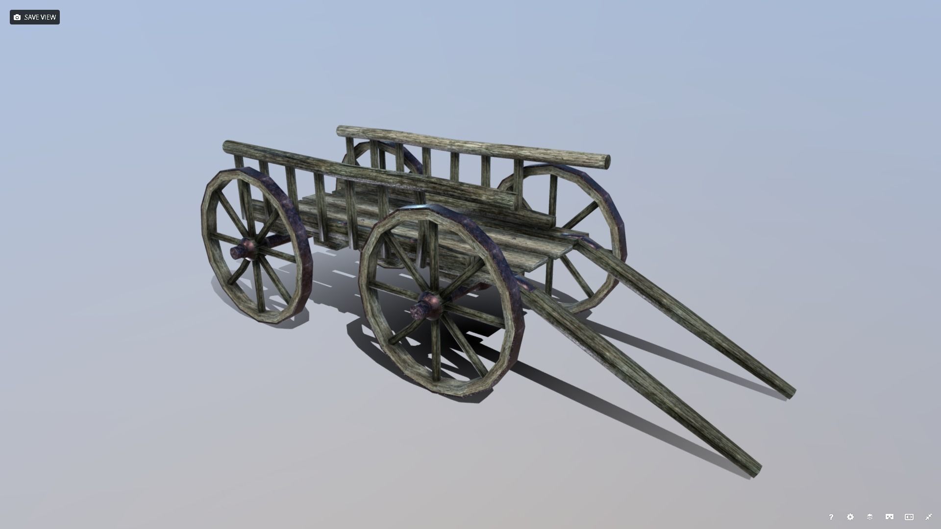 Medieval Cart Low-poly 3D model_7
