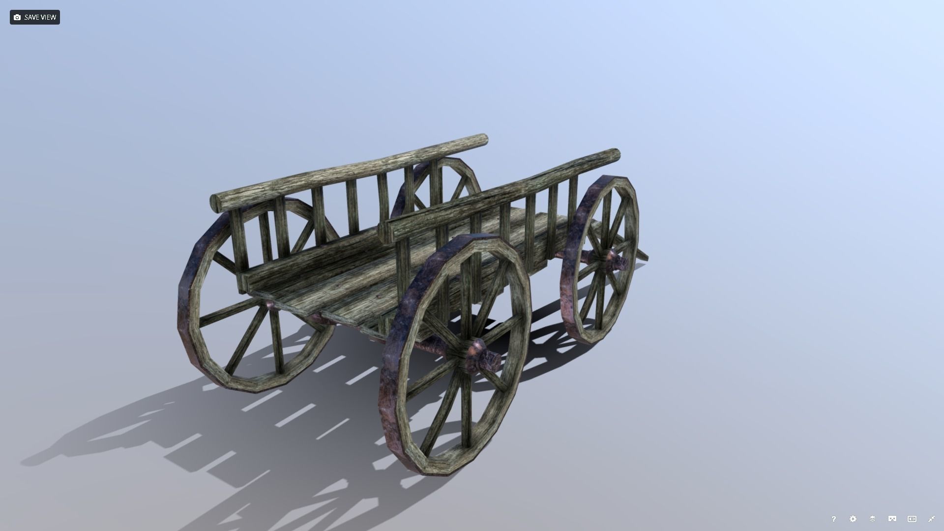 Medieval Cart Low-poly 3D model_8