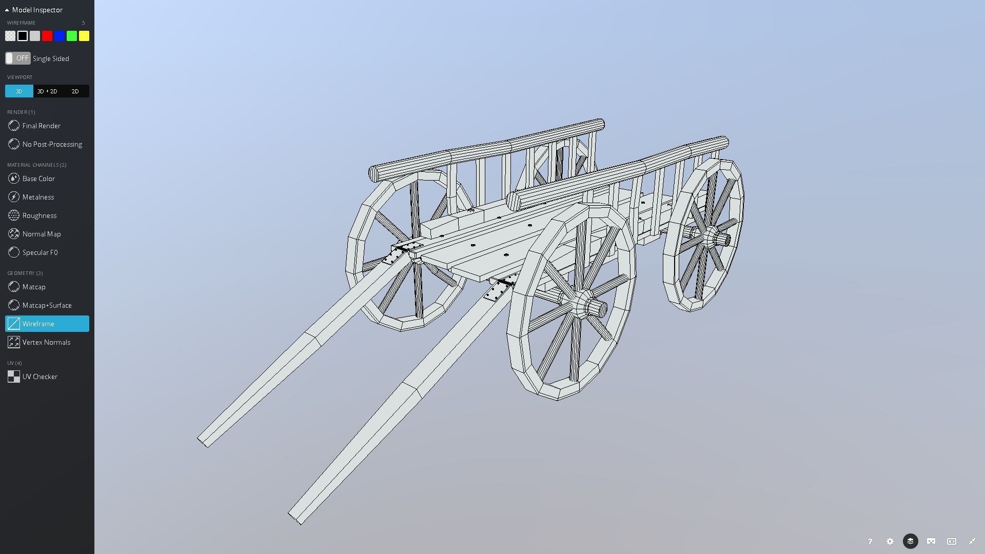 Medieval Cart Low-poly 3D model_12