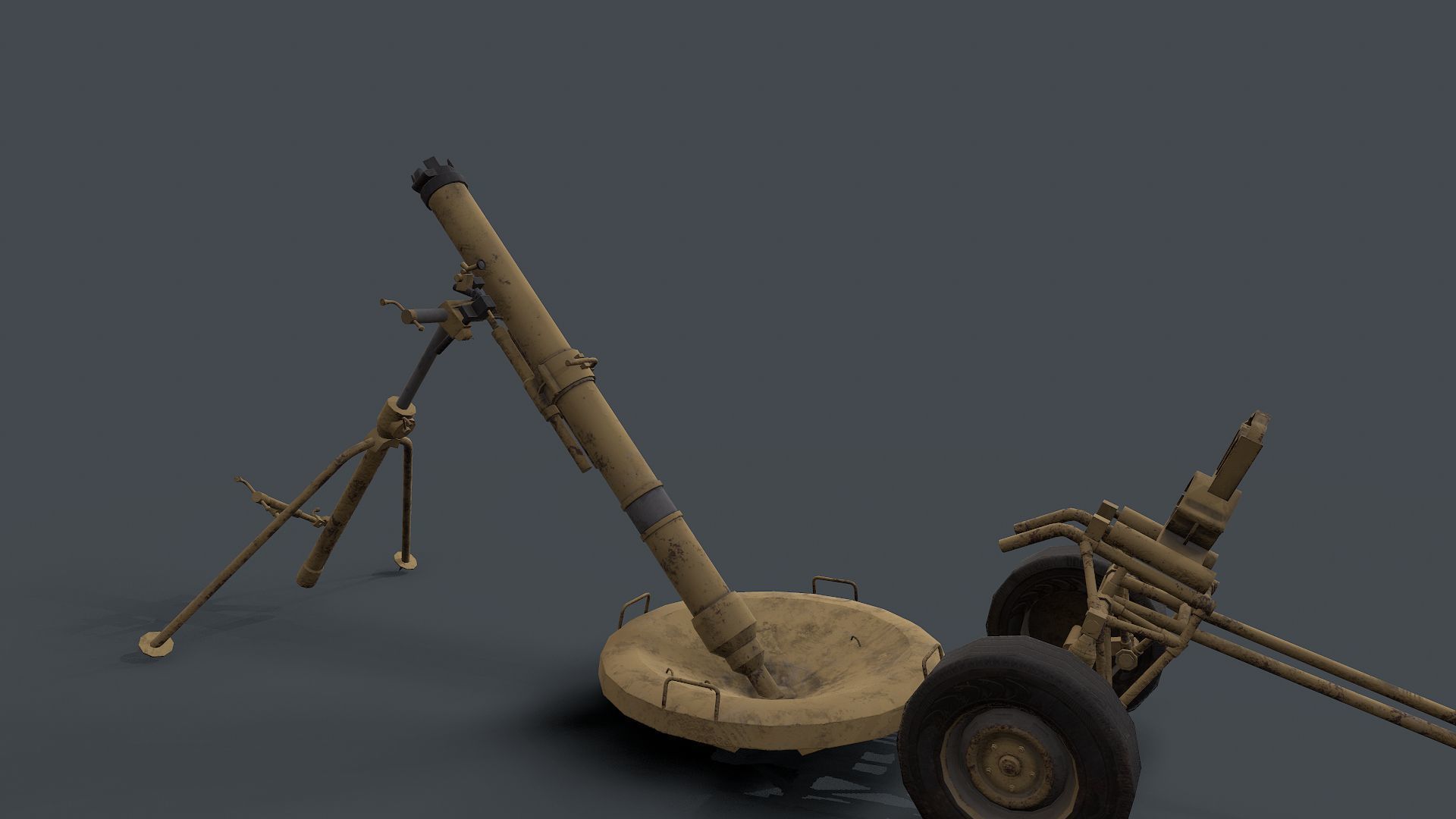 2S12 Sani 120mm Mortar Low-poly 3D model_4
