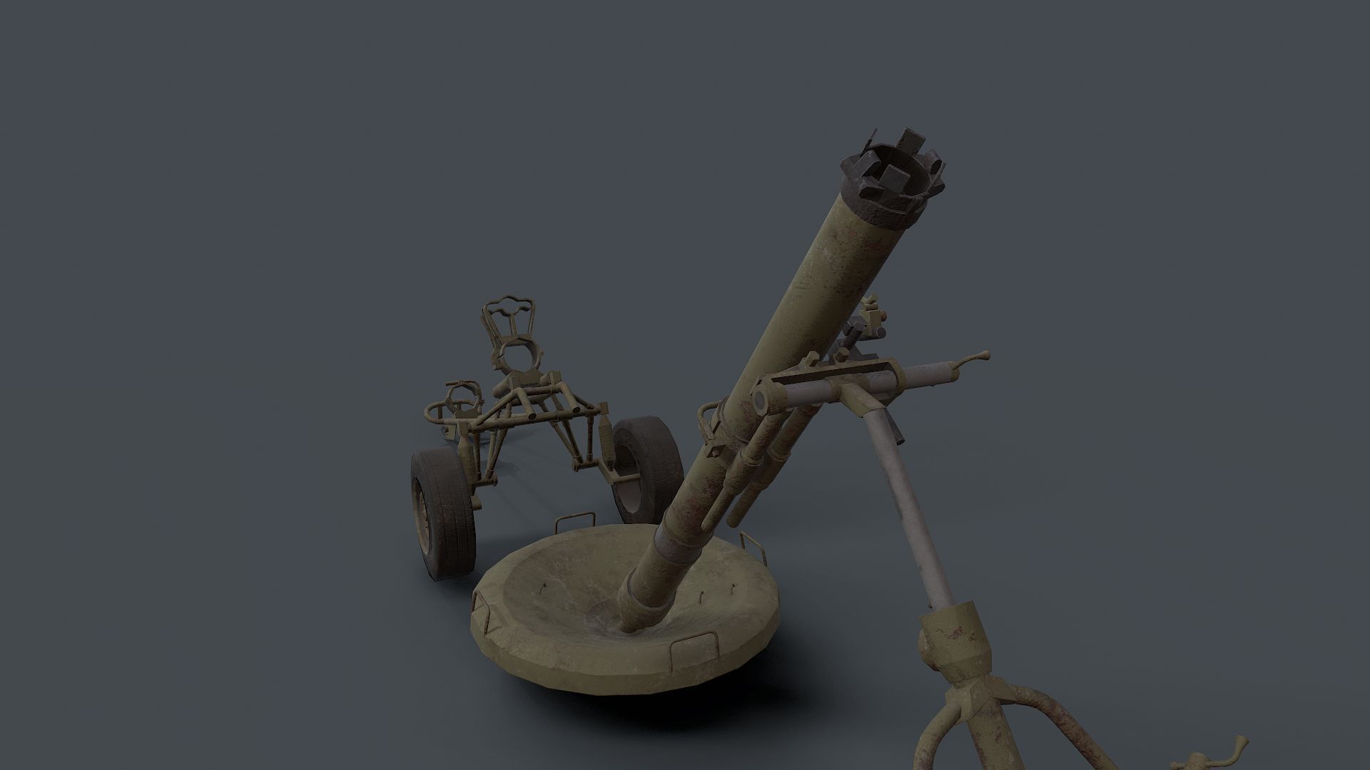 2S12 Sani 120mm Mortar Low-poly 3D model_2