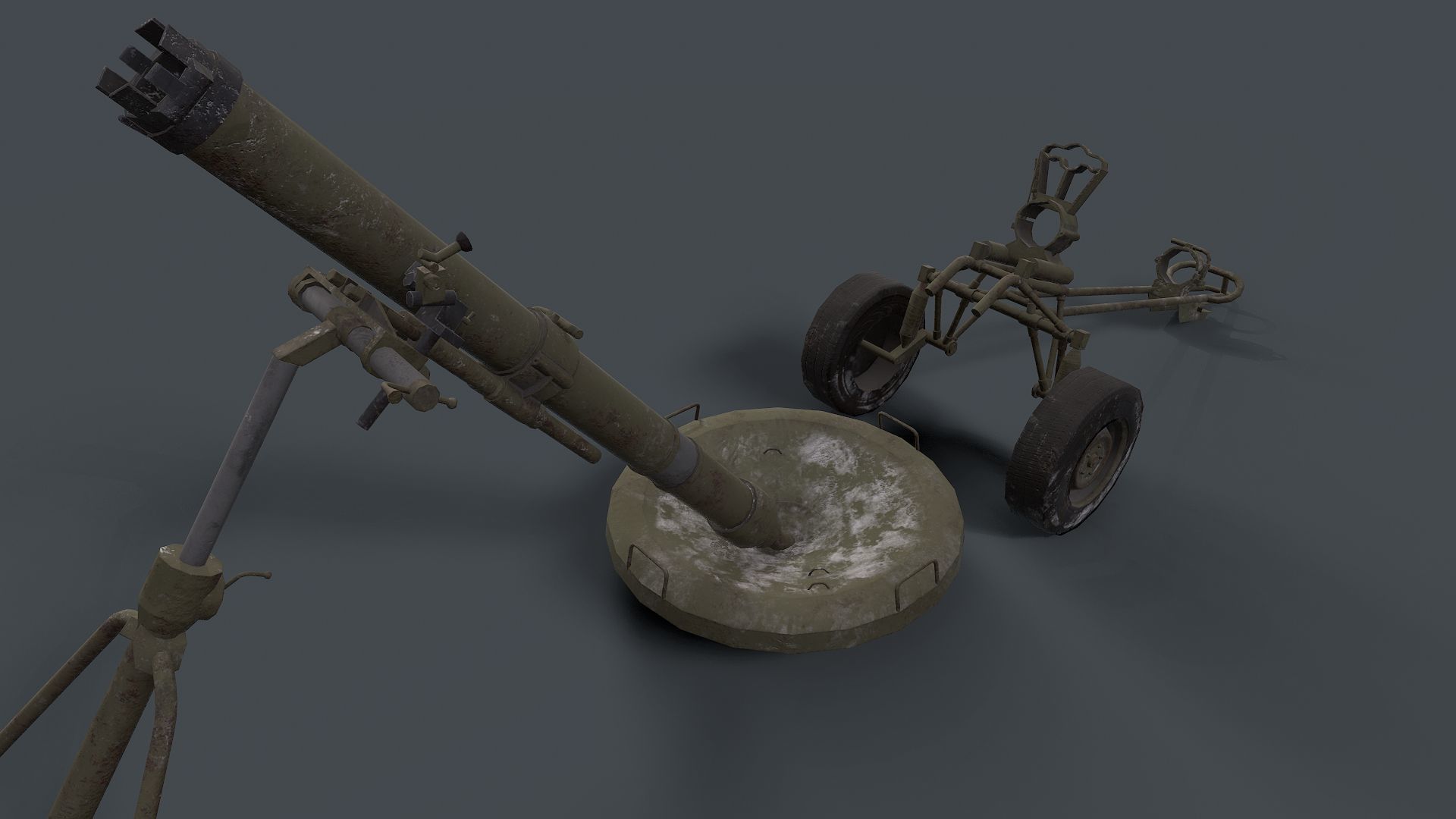 2S12 Sani 120mm Mortar Low-poly 3D model_7