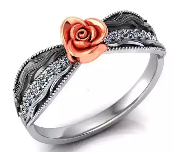 Rose Ring Flower with stones 27