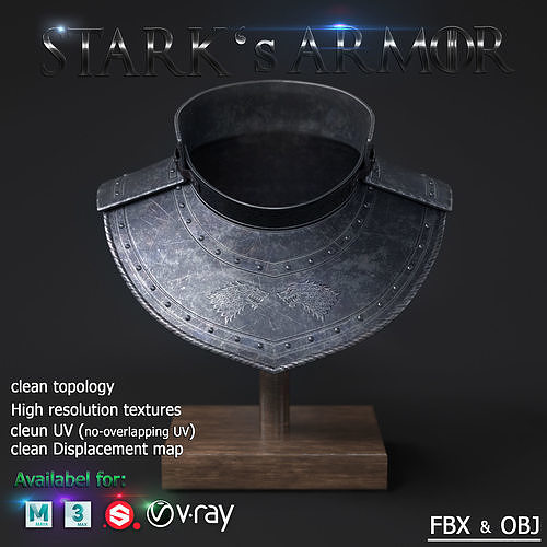 The Game of thrones stark family armor  Low-poly 3D model