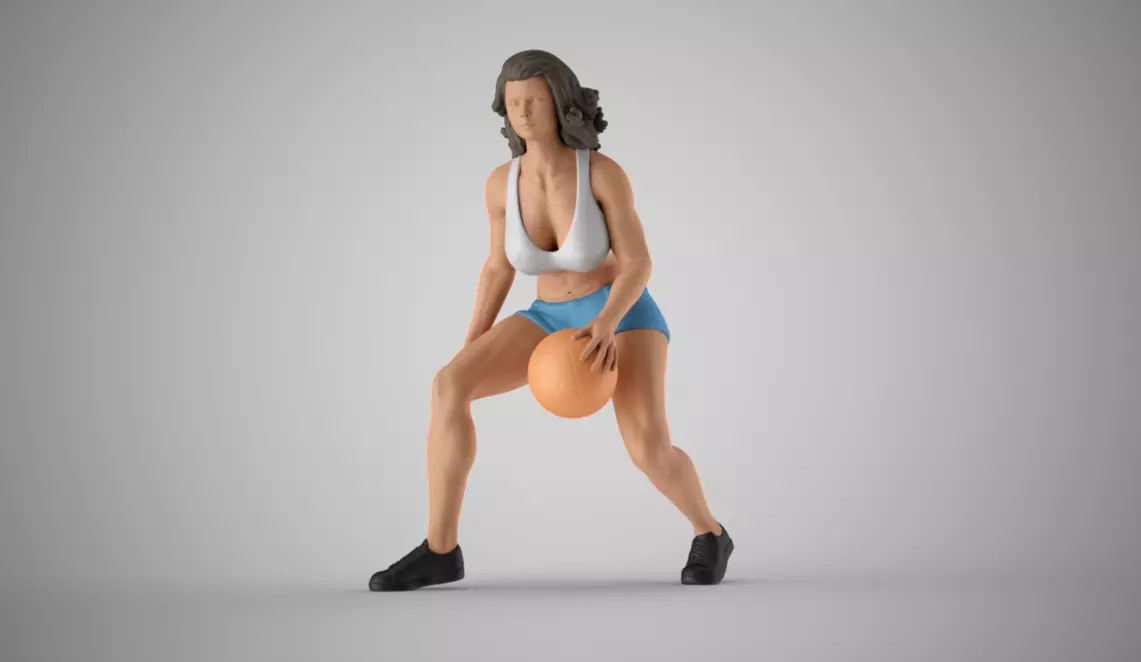 Girl Plays Street Basketball 3D print model