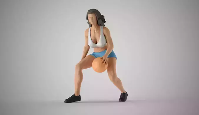 Girl Plays Street Basketball 3D print model