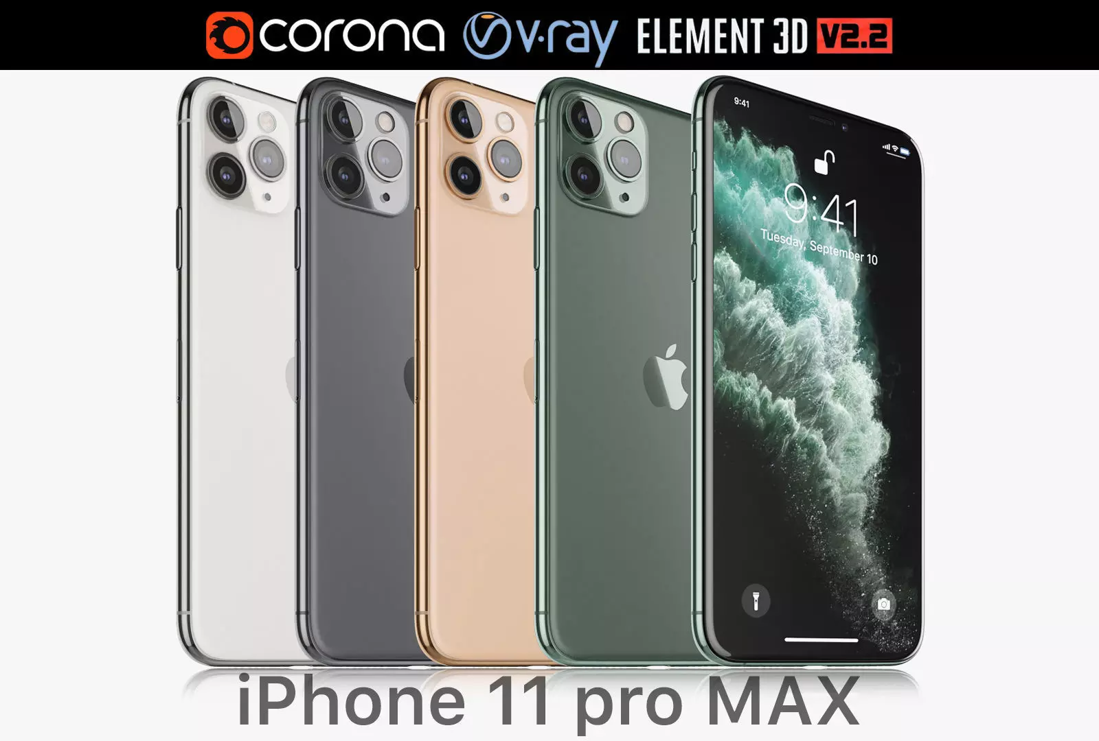Apple iPhone 11 Pro Max All colors 3D model_0