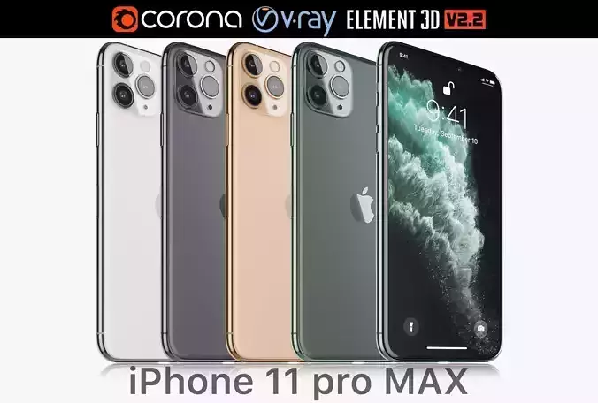 Apple iPhone 11 Pro Max All colors 3D model Apple iPhone 11 Pro Max All colors 3D model
