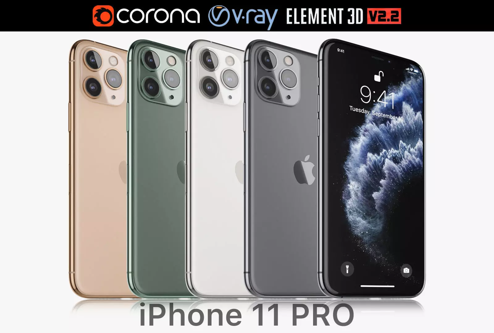 Apple iPhone 11 Pro All colors 3D model_0