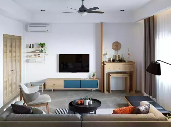 Project 2019 SCENE LIVING ROOM Low-poly 3D model