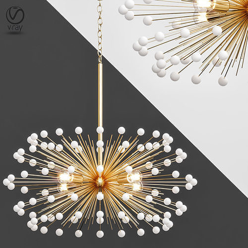 White Beaded Urchin Chandelier Sputnik 3D model