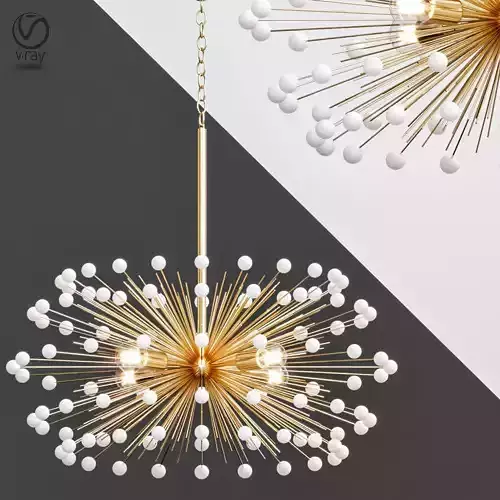 White Beaded Urchin Chandelier Sputnik