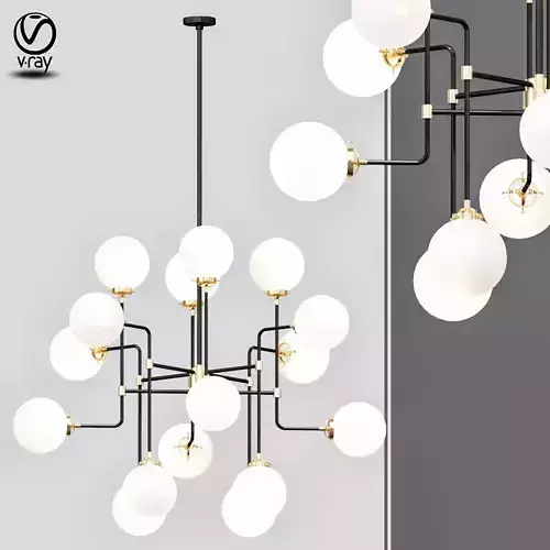 Bistro Globe Clear Glass Chandelier 16 Milk