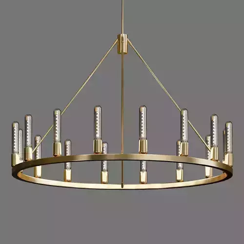 VISITORS brass chandelier with six lights