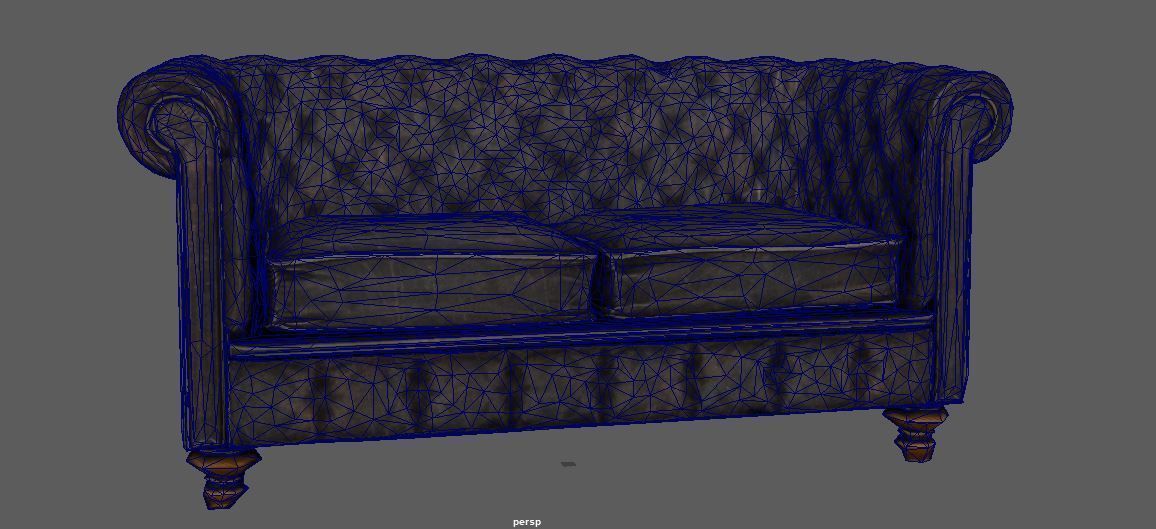 Old Sofa PBR Low-poly 3D model_12