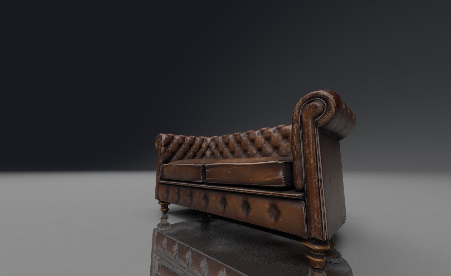 Old Sofa PBR Low-poly 3D model_3