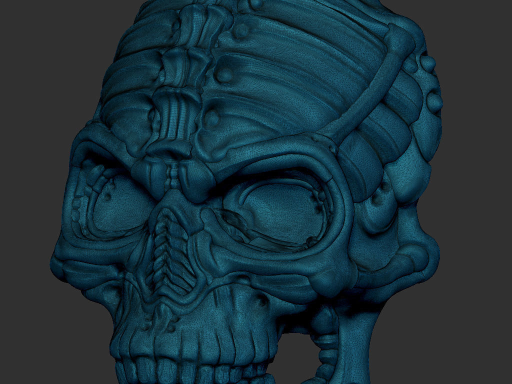 Biomechanical Skull Pendant Silencer with original holder 3D print model_6