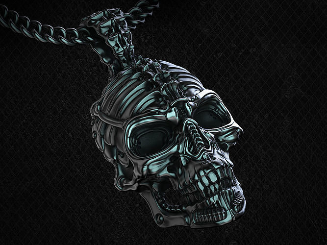 Biomechanical Skull Pendant Silencer with original holder  3D print model