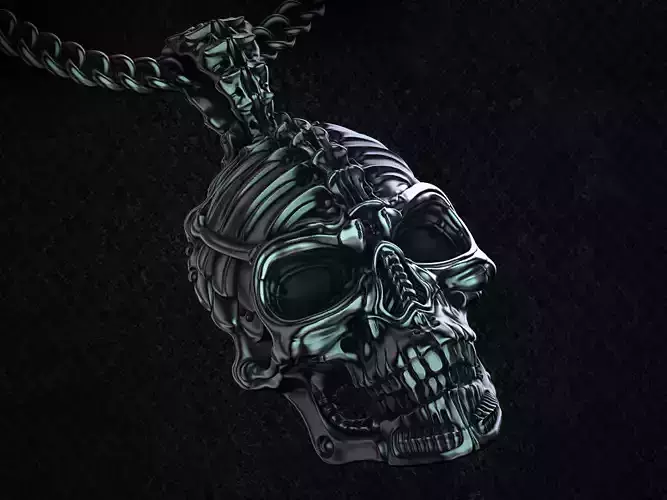 Biomechanical Skull Pendant Silencer with original holder  3D print model