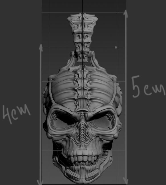 Biomechanical Skull Pendant Silencer with original holder 3D print model_10