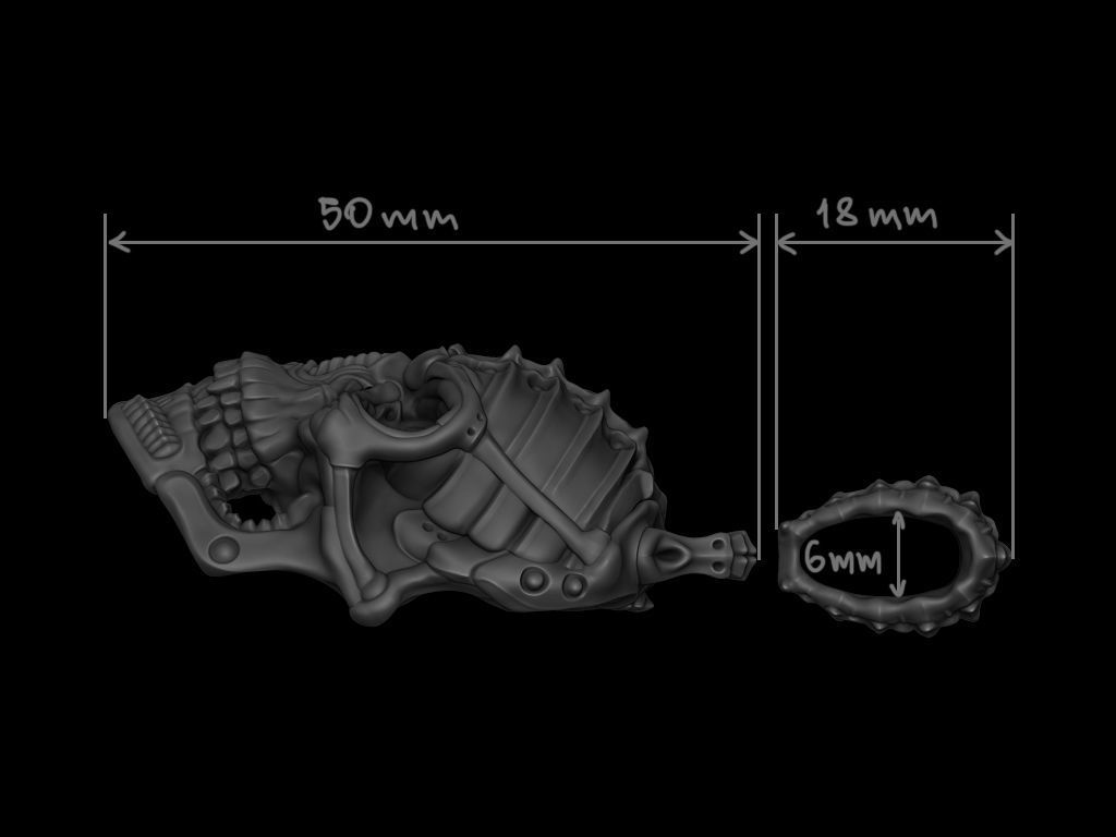 Biomechanical Skull Pendant Silencer with original holder 3D print model_9