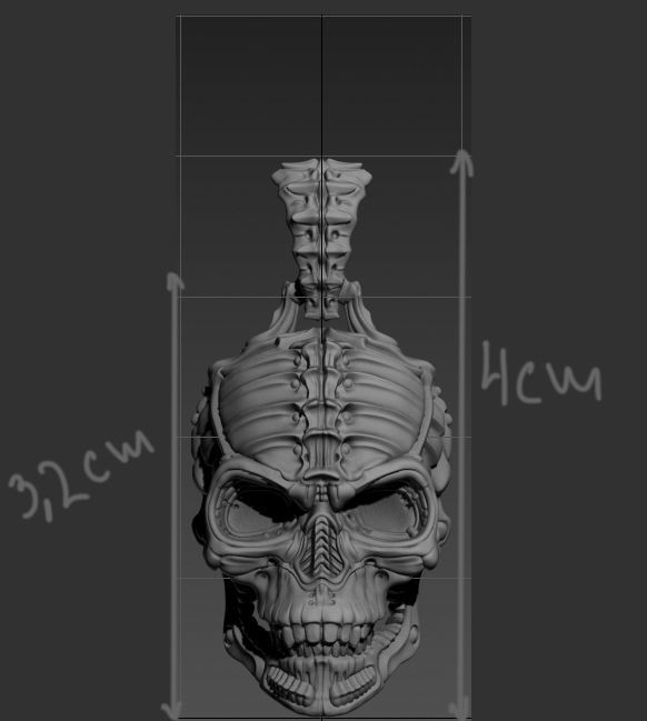 Biomechanical Skull Pendant Silencer with original holder 3D print model_11