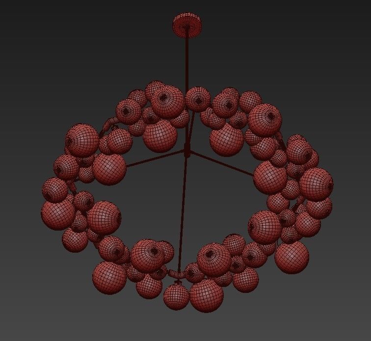 Wreath glass chandelier with bubbles hanging from it 3D model_2