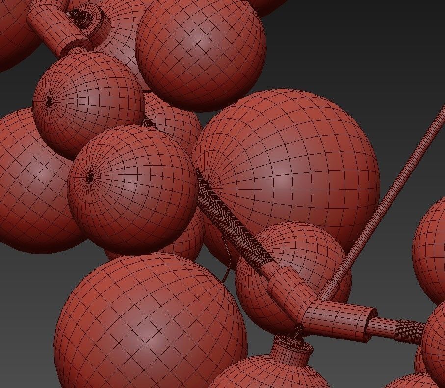 Wreath glass chandelier with bubbles hanging from it 3D model_8