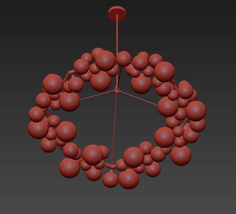 Wreath glass chandelier with bubbles hanging from it 3D model_5