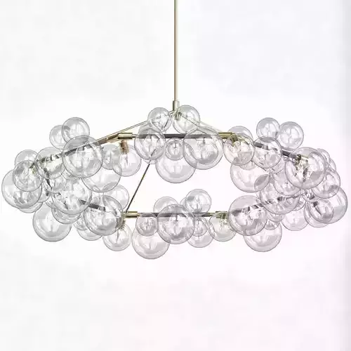 Wreath glass chandelier with bubbles hanging from it