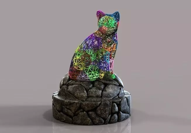 CAT VORONOI 3D print model_0