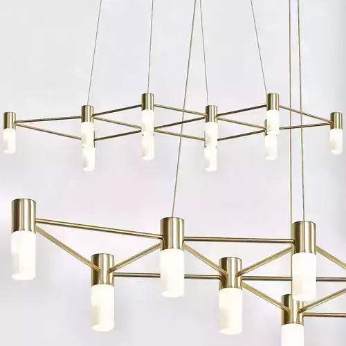 Matrix modern chandelier with brass and lights