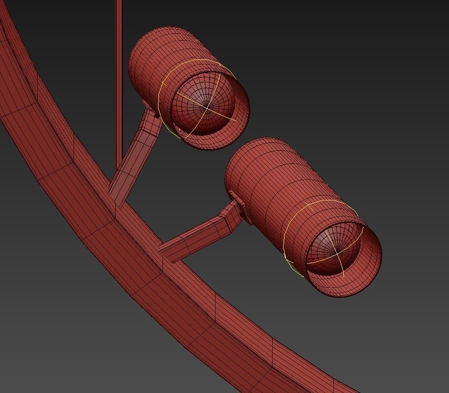 SATELLITE circle with two lights hanging from it 3D model_5