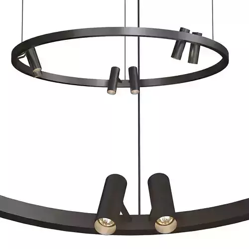 SATELLITE circle with two lights hanging from it