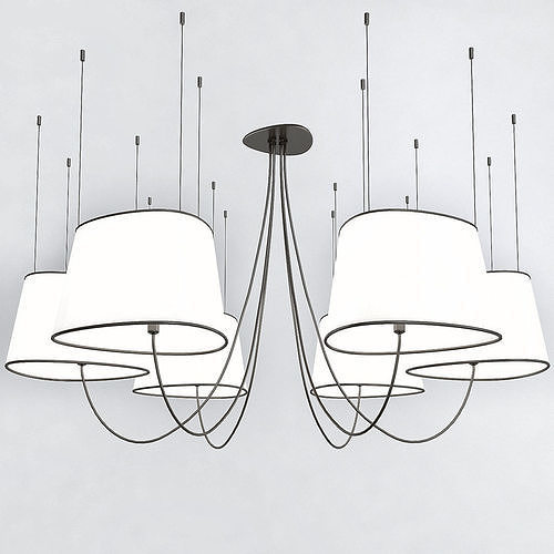 NUAGE 6 chandelier with five lamps hanging from it 3D model