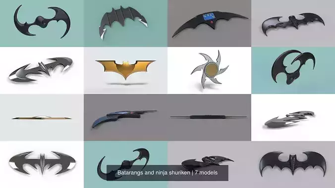 Batarangs and ninja shuriken 3D Model Collection