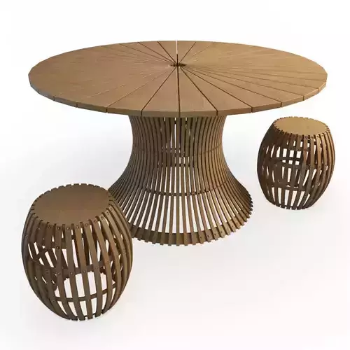 Swing Wooden Table Stools Unopiu 3D model