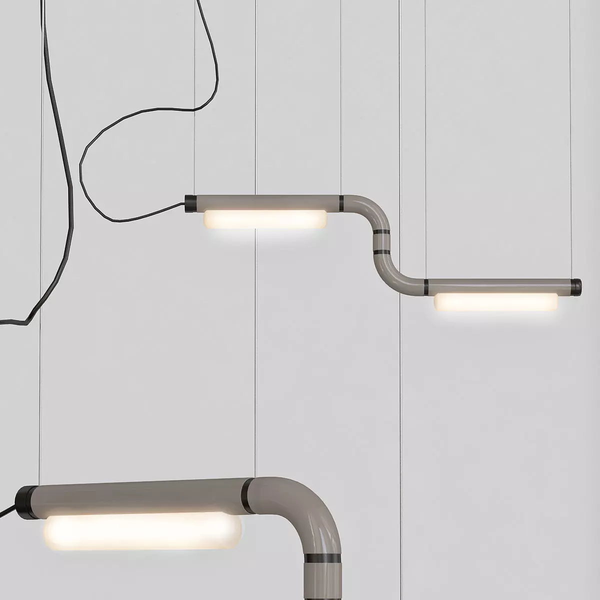 PIPELINE three light fixtures hanging from pipe 3D model_0