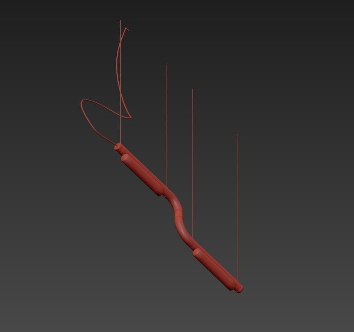 PIPELINE three light fixtures hanging from pipe 3D model_3