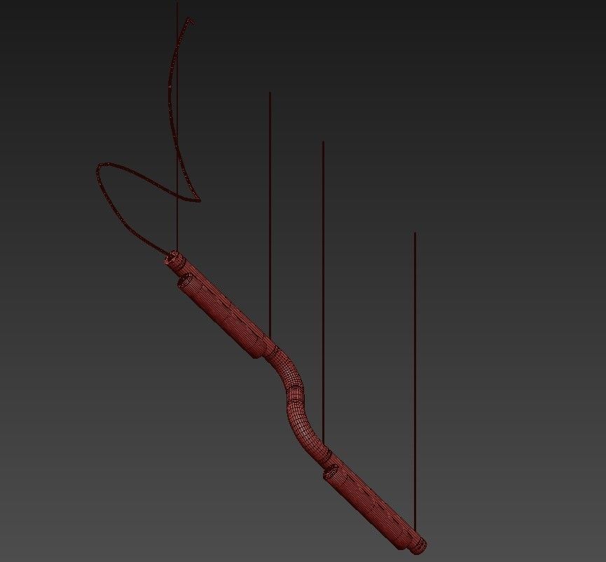 PIPELINE three light fixtures hanging from pipe 3D model_2