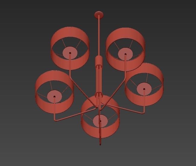 Quintet modern chandelier 3D model_2
