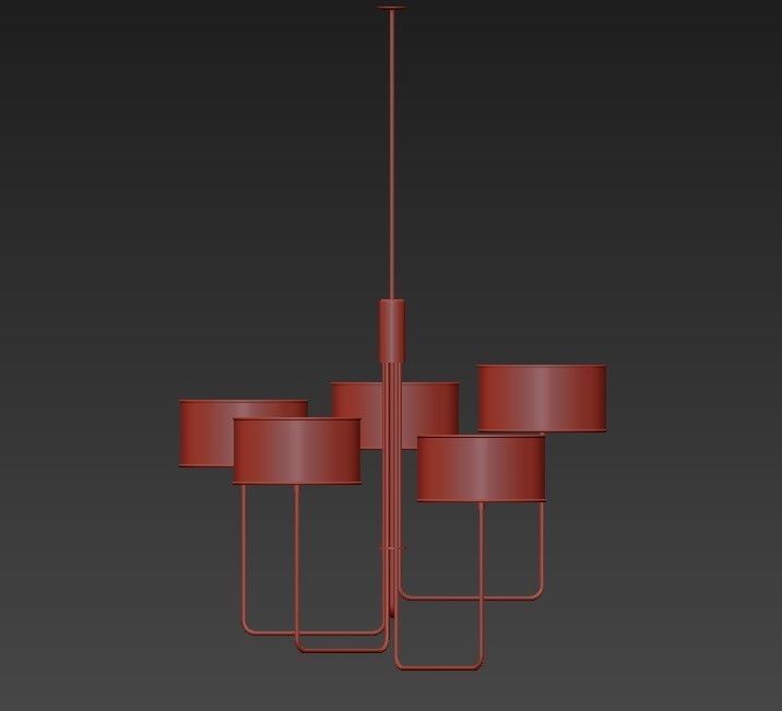 Quintet modern chandelier 3D model_1