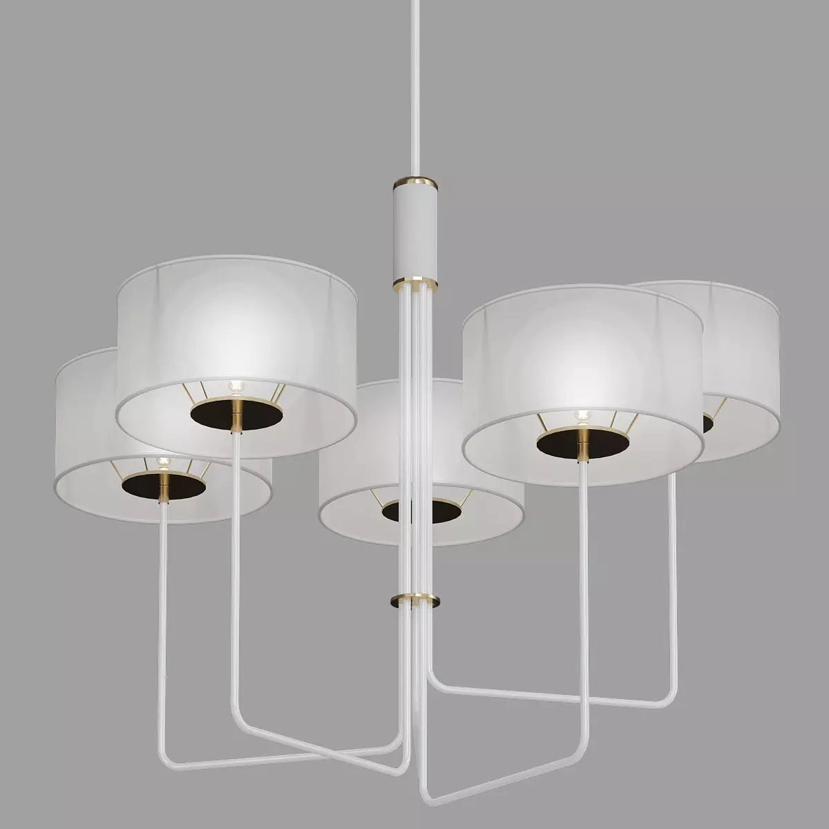 Quintet modern chandelier 3D model_0
