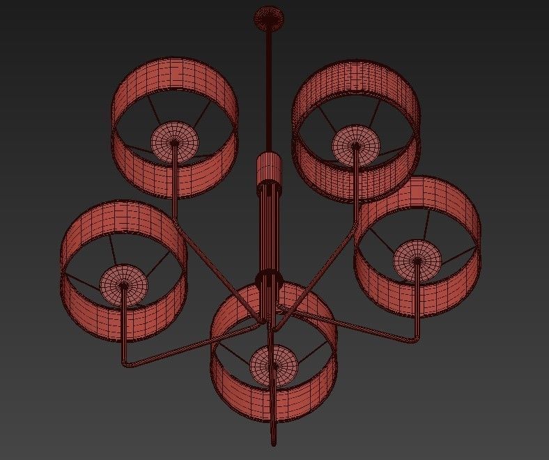 Quintet modern chandelier 3D model_3