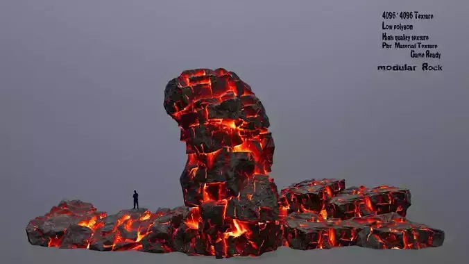 rocks piece of rock with fire