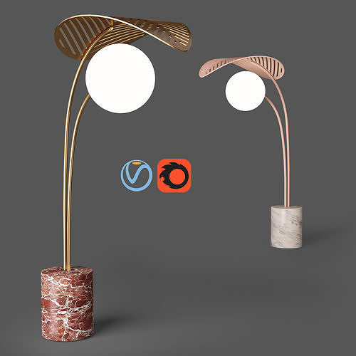 Refuge Floor Lamp with Single Leaf by Marc Ange 3D model